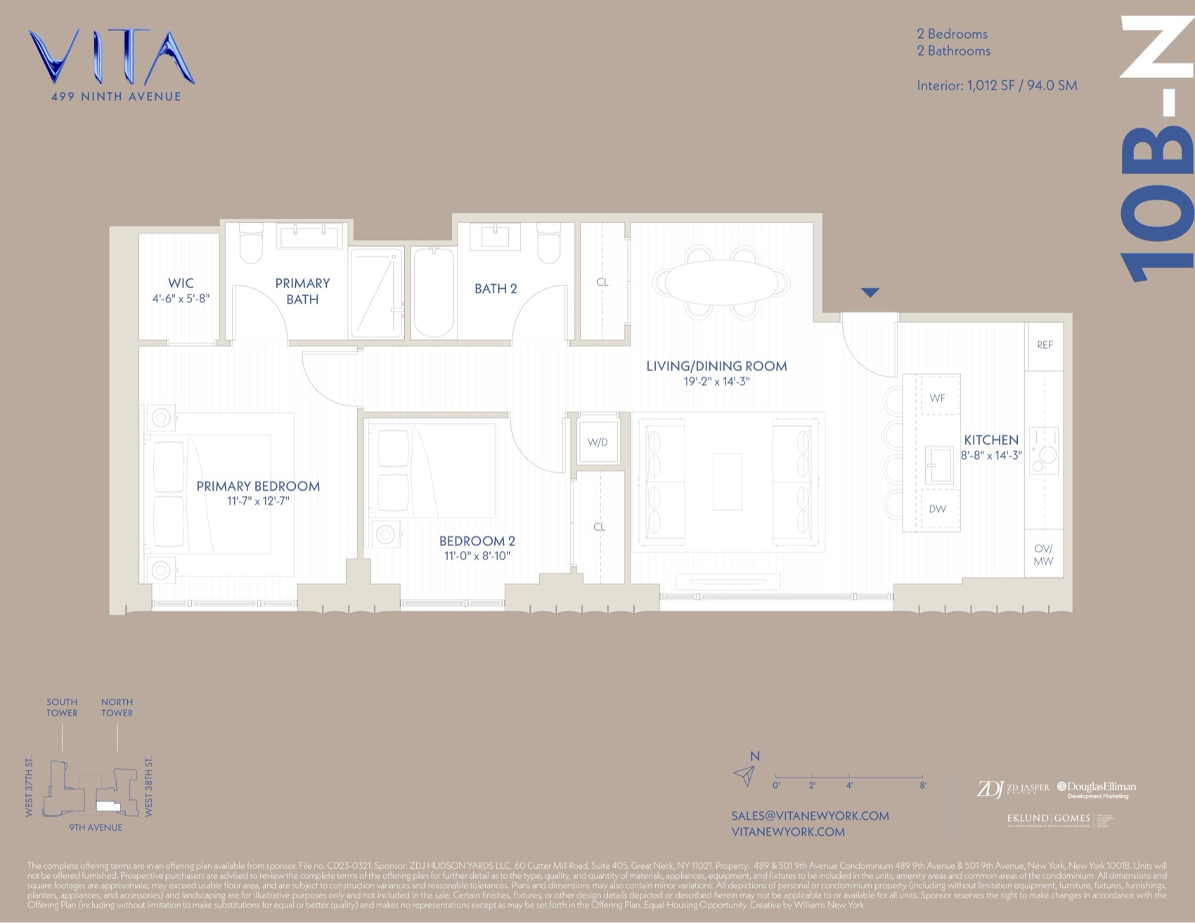 VITA North Tower Residence 10B-N — 2 Bed floor plan