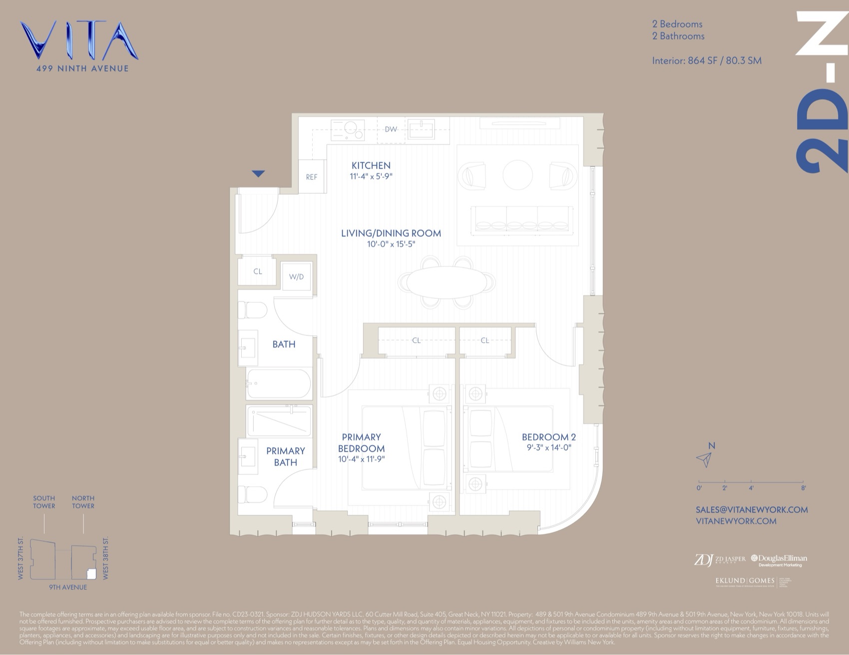 VITA North Tower Residence 2D-N — 2 Bed floor plan