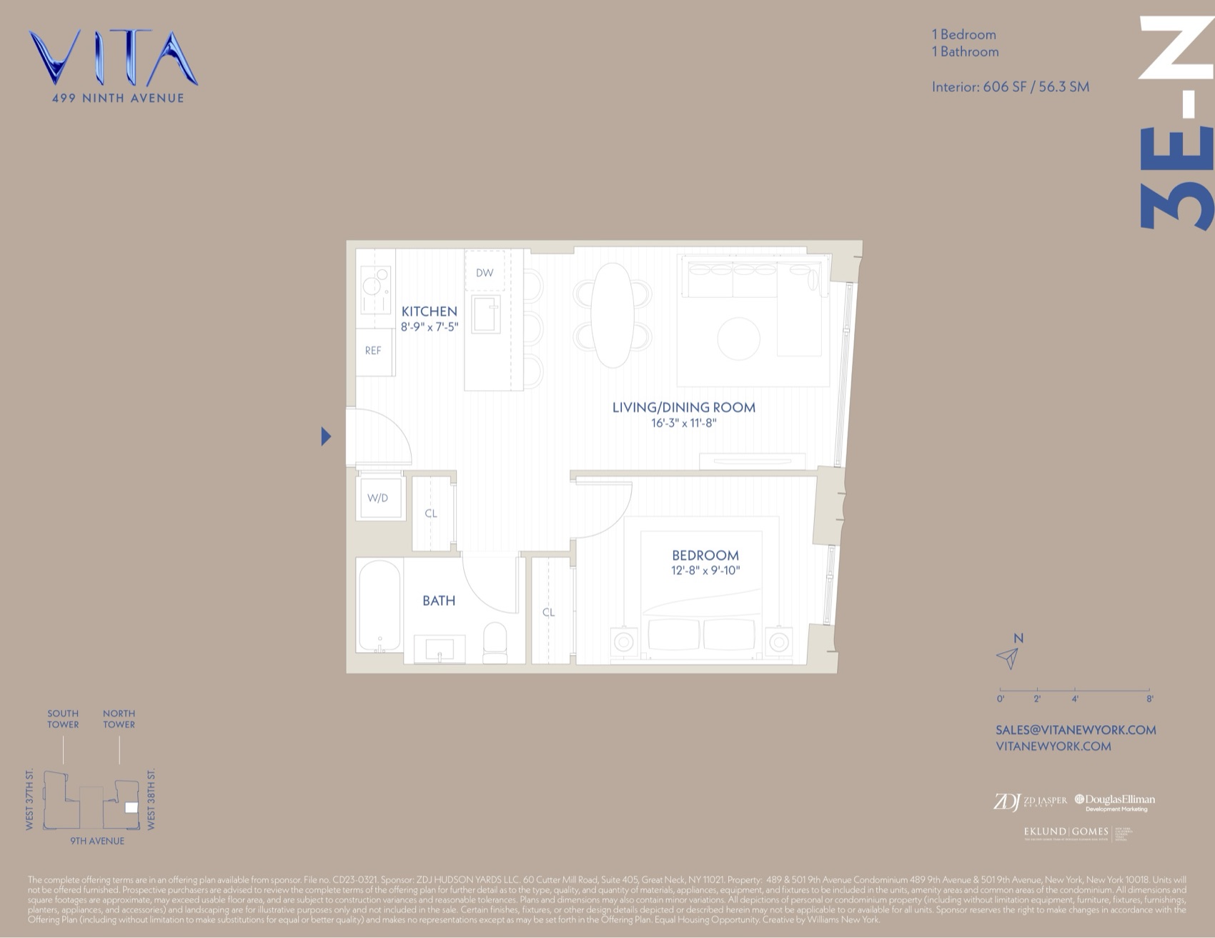 VITA North Tower Residence 3E-N — 1 Bed floor plan