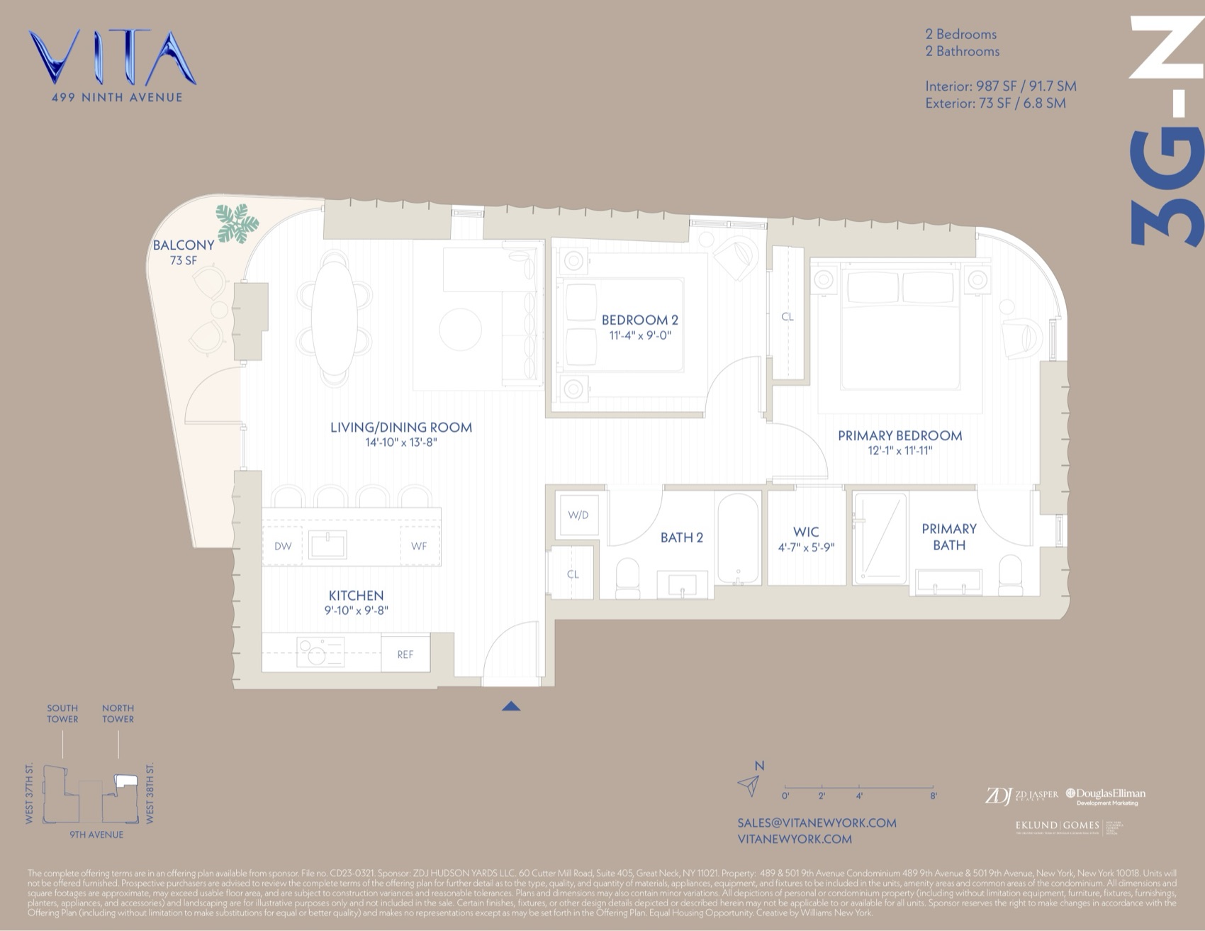 VITA North Tower Residence 3G-N — 2 Bed floor plan