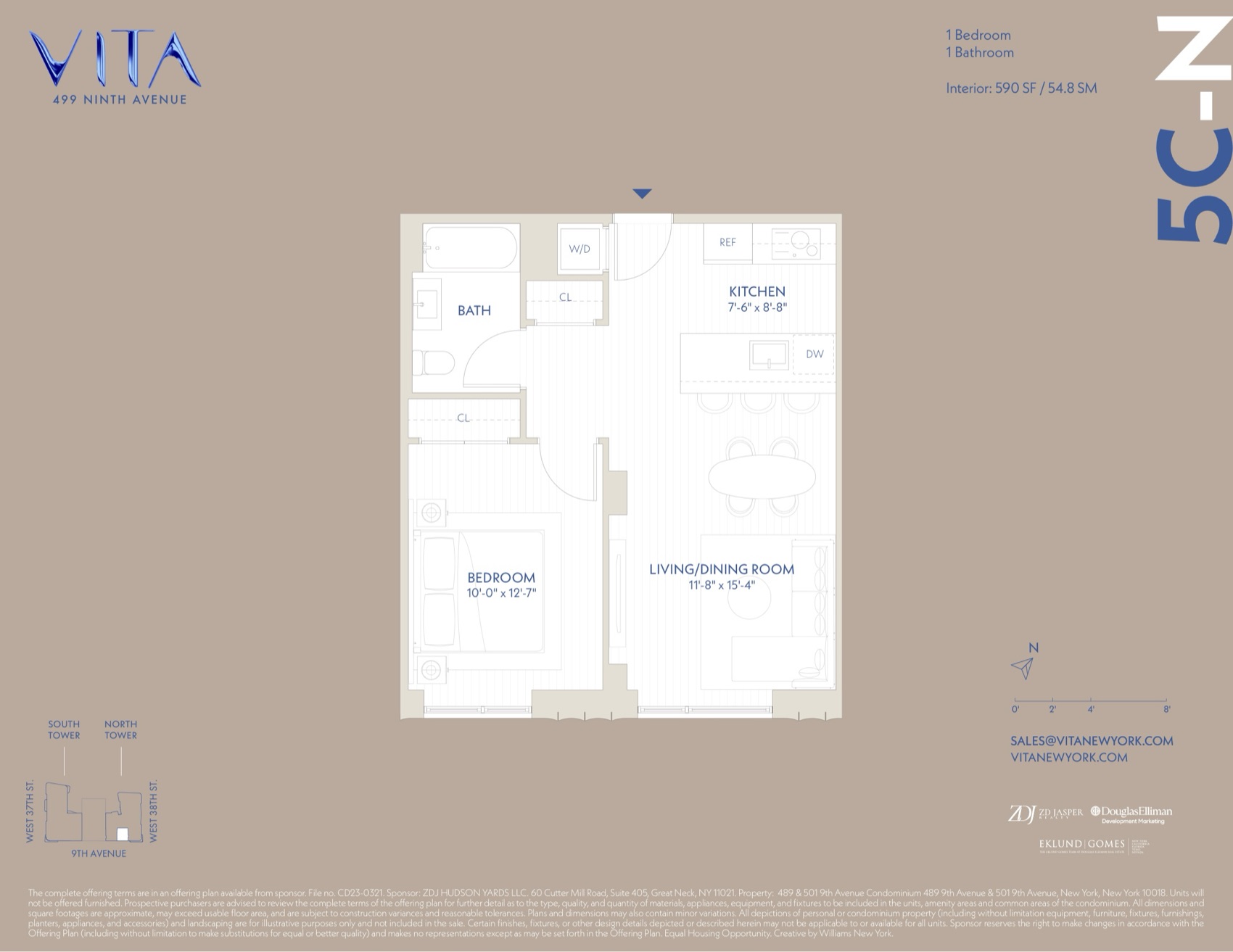 VITA North Tower Residence 5C-N — 1 Bed floor plan