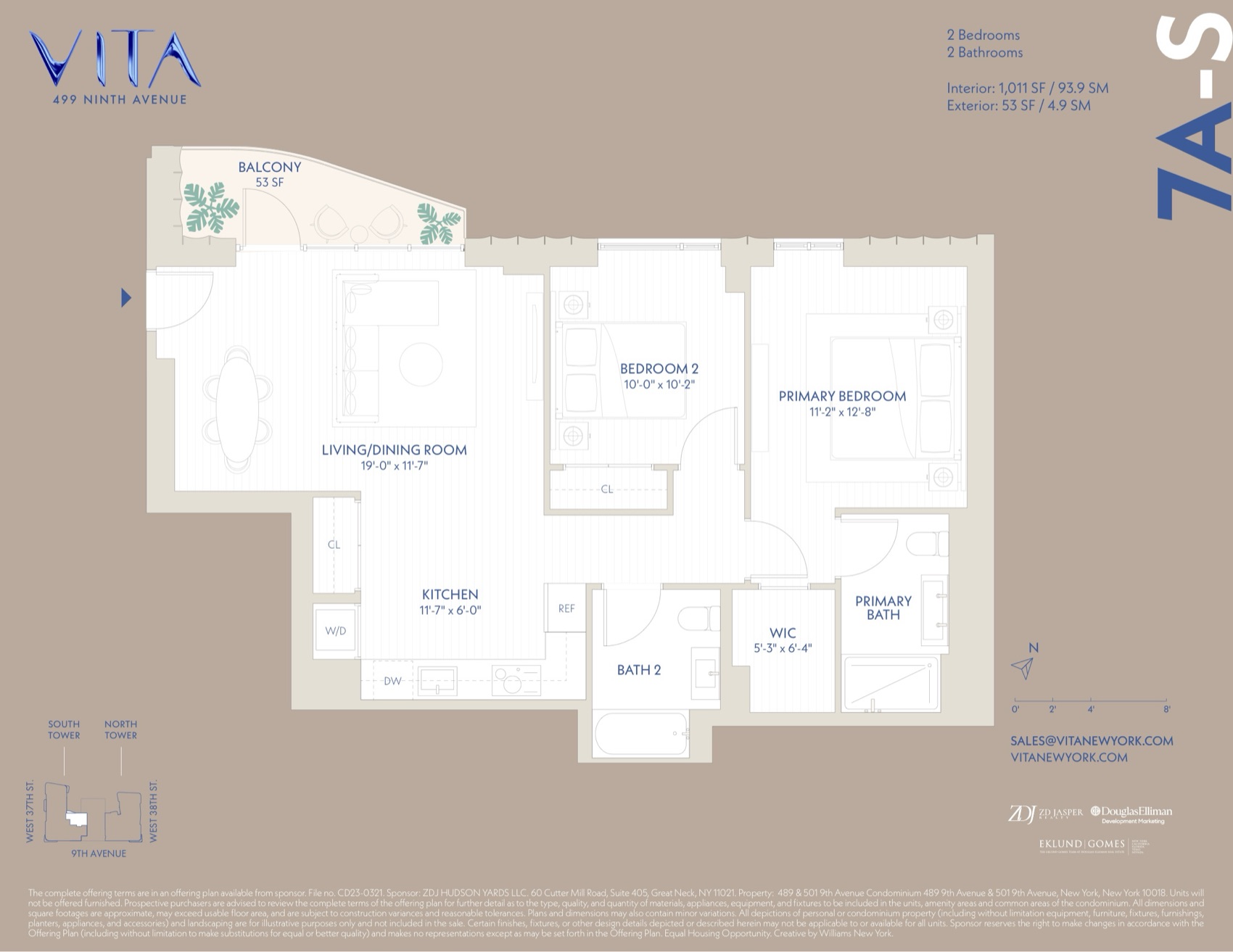VITA North Tower Residence 7A-S — 2 Bed floor plan