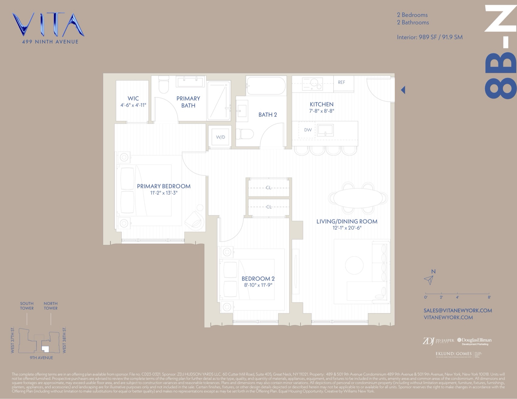 VITA North Tower Residence 8B-N — 2 Bed floor plan