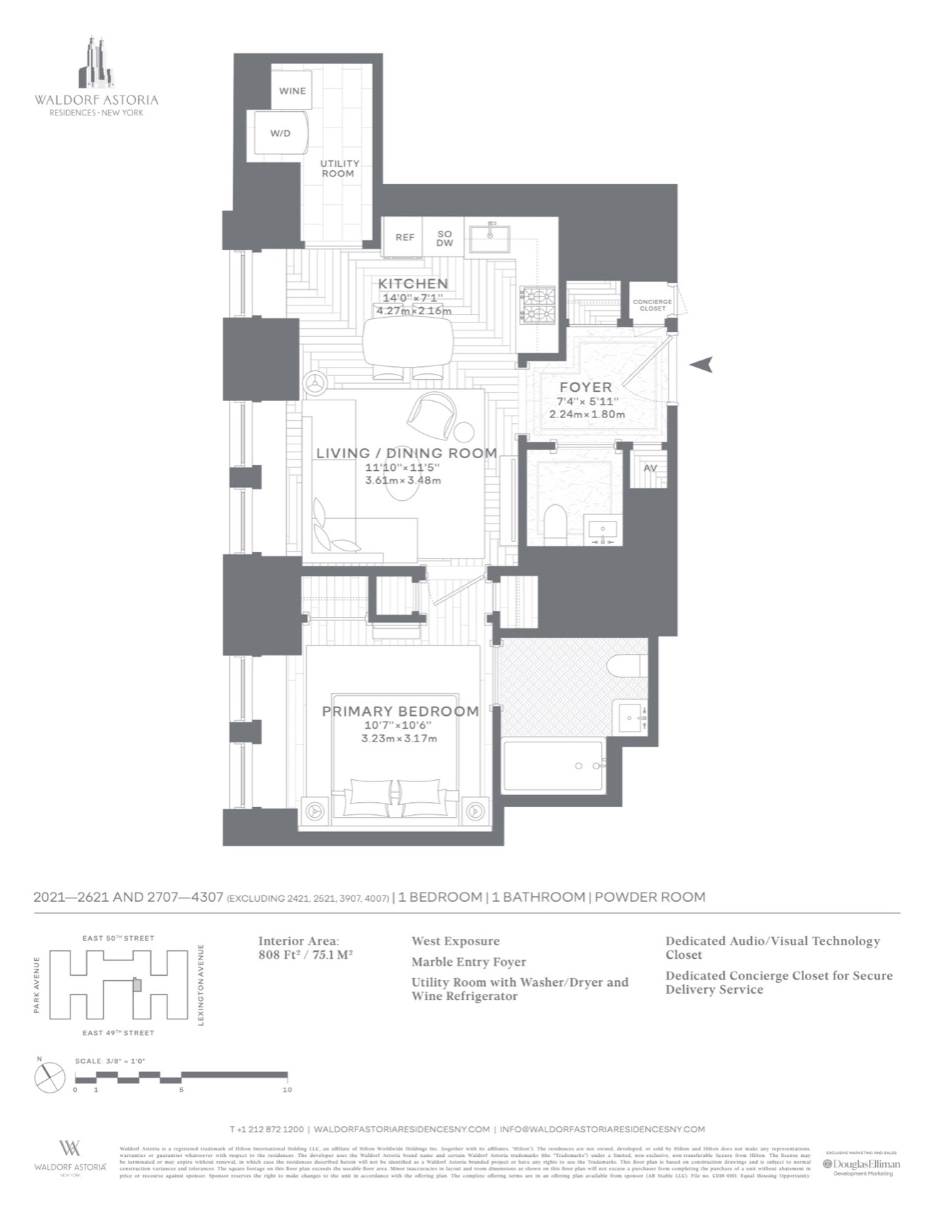 Waldorf Astoria Residences New York Floor plan — Residences 2021–2621 / 2707–4307 floor plan
