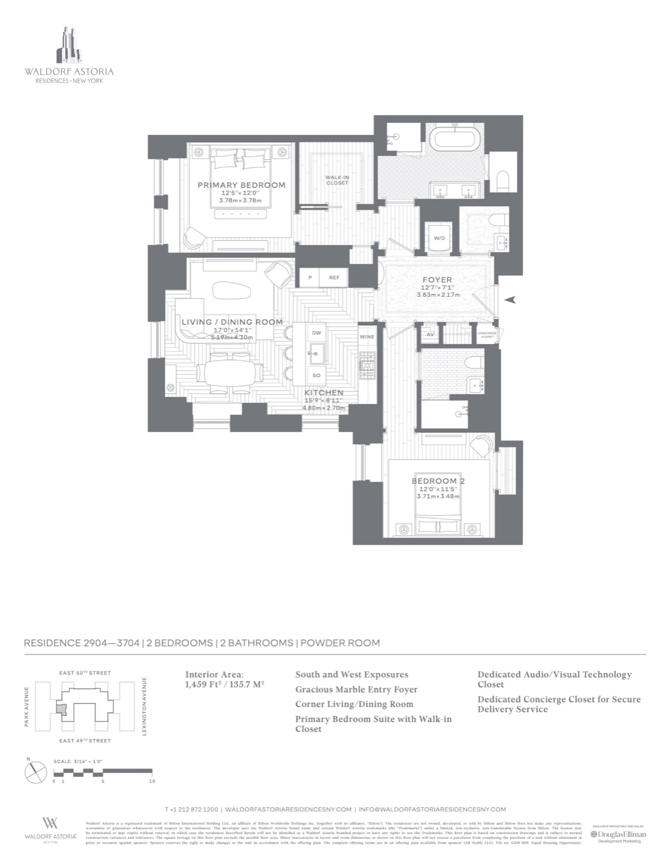 Waldorf Astoria Residences New York Floor plan — Residences 2904–3704 line floor plan