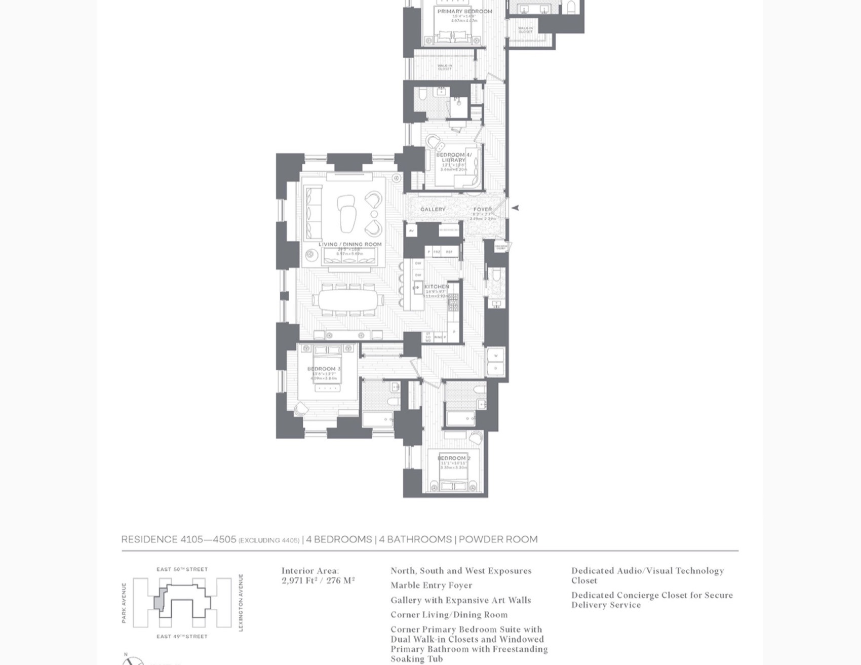 Waldorf Astoria Residences New York Residence 4105-4505 floor plan
