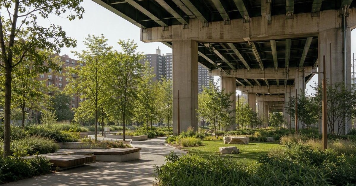 Conceptual editorial illustration for Council Announces $24.4M for New Ittner Place Park Space, Launches Park-Webster Plan