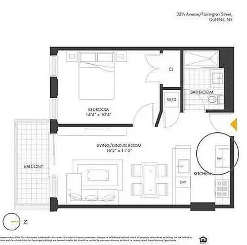The Farrington 1 bedroom · Residence 8G · 764 SF floor plan
